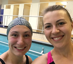 Headshot of two swimmers, leading to the Testimonials page of this website